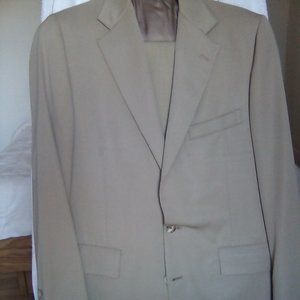 Used Linett Ltd. 38R Beige Suit, 32" pleated pants, 100% gabardine wool